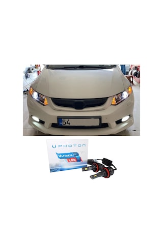 Honda Civic Fb7 Led Xenon Kısa Far Ampulü H11 Ultimate 9500 Lumens Yeni Seri Beyaz 2012-2016
