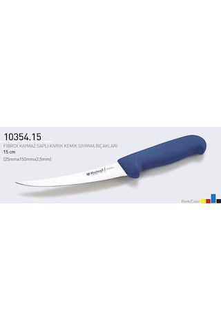 Fibrox Kaymaz Saplı Kıvrık Kasap Kemik Sıyırma Bıçağı 15 Cm Hulusi - Drita Bıçak 25mm X 150mm X 2.5mm 10354.15 Turuncu Renk