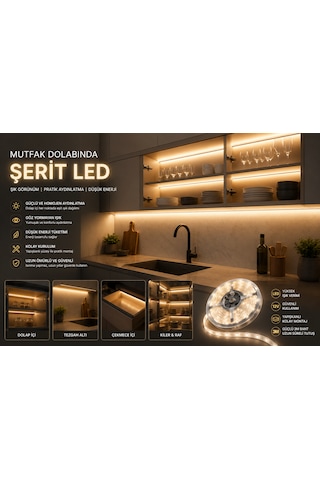 Mutfak Dolab Aydınlatma Şerit Let 12v Gün Işığı 3500 K