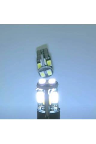 T10 Led Metal Ultra W5W 10 Ledli Beyaz Park Tavan Plaka Ampülü 10 Adet