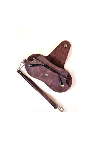 Bouscrab Gerçek Deri Özel Tasarım Gözlük Kılıfı Acı Kahverengi