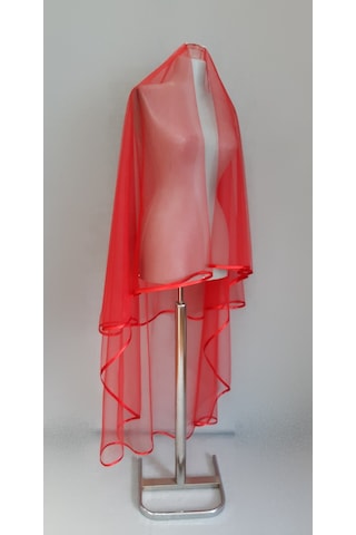 Suzanna Moda Kırmızı Uzun Hayal Tül 1.50cm Boy Saten Biyeli 2 Kat Kına Duvağı
