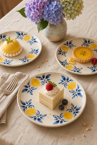 Limon 6 Lı 20 Cm Seramik Pasta Ve Servis Tabağı Seti Beyaz