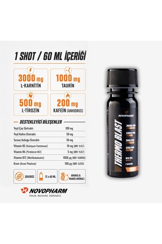 Novopharm Thermo Blast L-carnitine 60 Mlx12 Shot Ananas&mango