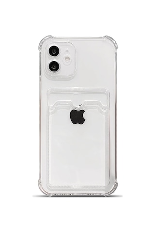 Teknomoda Apple Uyumlu iPhone 11 Kılıf Kartlıklı Anti Şok Korumalı Şeffaf Silikon Şeffaf Açık Şeffaf