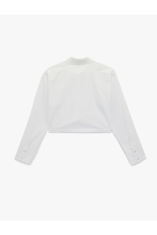 Koton Regular Fit Pamuklu Klasik Yaka Uzun Kollu Crop Gömlek Beyaz 6sak60103pw
