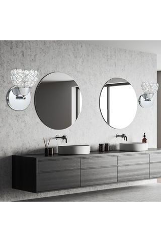 Ranyeek Gümüş Metal Kristal Duvar Lambası, E26 Yuva, 110-130v, Ev Odaları İçin, Aydınlatma Aleti Işık Kaynağı Hariç Gümüş