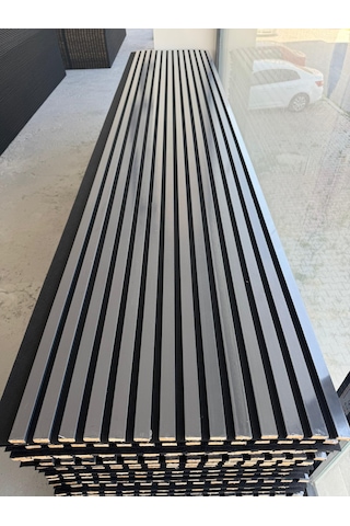 Akustik Ahşap Duvar Paneli Lambiri Antrasit 60 280 Cm