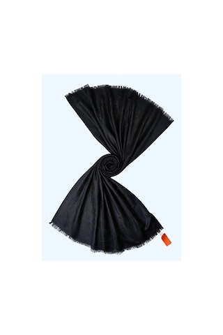 Mim Eşarp Işıl İpek - H Desen Kaşmir İpek Şal 75x190 Cm Siyah