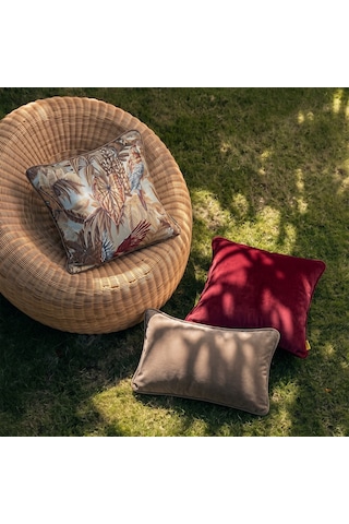 "tropical Grace" Dokulu Kırlent Kılıfı Seti Bordo - Kahverengi