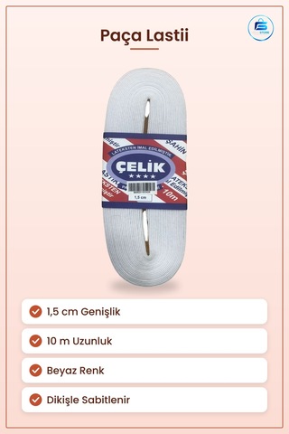Beyaz Paça Lastiği 1,5 Cm 10 M Dekoratif Elastik Şerit Lastik Dik