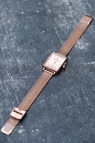 Daniel Klein Dke.1.10741-6 Dikdörtgen Kasa Hasır Kordon Minimal Tasarım Kadın Kol Saati Rose Gold