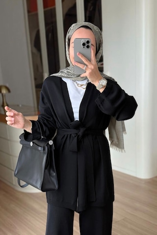 Ka Hijab Premium Hırkalı Rayon Takım - Siyah