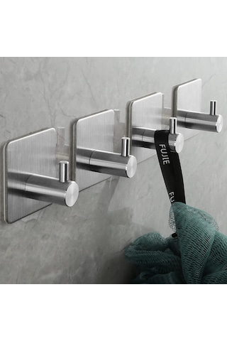 Zift Unique  4 Adet Paslanmaz Çelik Krom Banyo/Bornoz/Havlu Askısı Krom