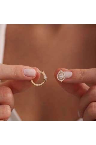 Sembol Gold Altın Damla Baget Küpe 1.5 Cm