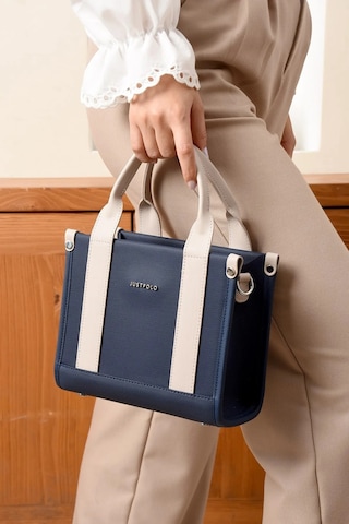 Just Polo Kadın Lacivert Taş Orta Boy Keten El Ve Omuz Çantası 236072mh Lacivert - Taş