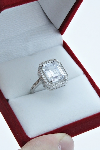 Baget Gümüş Tek Taş Yüzük Büyük Taşlı Wsr114