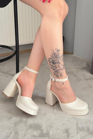 Preshley Kadın Lina Sedef Beyaz 9 Cm Platfom Topuklu Aykkabı Beyaz