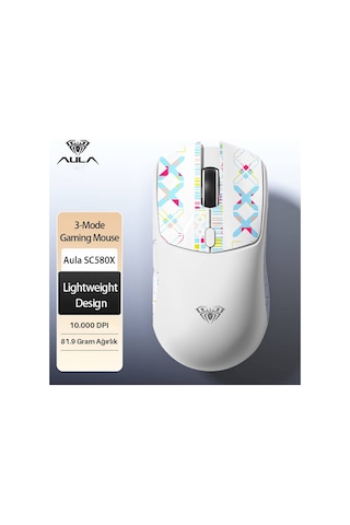 Aula SC580X Lightweight PAW3311 Sensör 10000 DPI 1000Hz Kablolu ve Kablosuz Gaming Oyuncu Mouse