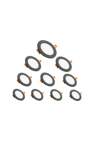 Maxled 10 Adet 3w Siyah Slim Led Panel 6500k Beyaz Mx-1016 Siyah Kasa