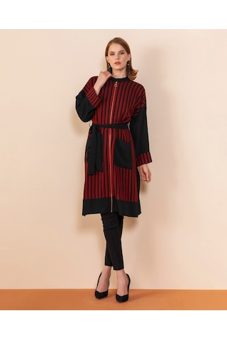 Serpil Exclusive Çizgili Modern Tunik Şık Ve Zarif Tasarım Siyah-kiremit