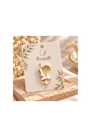 Hemşire Figürlü Beyaz Gold Broş