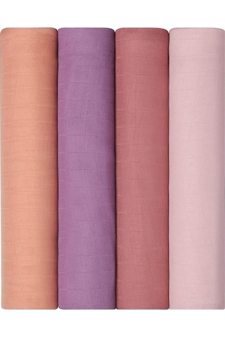 Muslin Kundak Bezi 4'lü Set Ultra Yumuşak ve Nefes Alabilir Pamuk 120x120 CM Mor