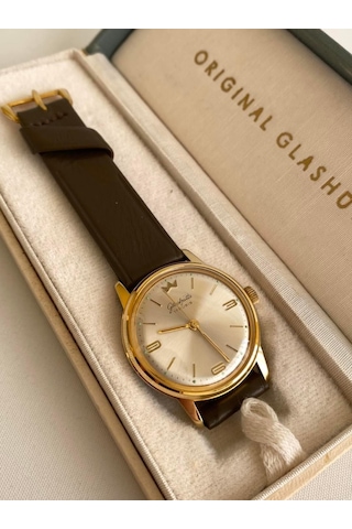 GUB Glashütte 03758 Altın Kaplama Vintage Kurmalı Kol Saati 36 MM