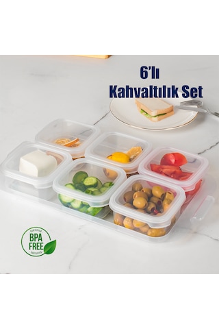 Porsima 2043 Tepsili 6 Bölmeli Kahvaltılık Kahvaltı Seti Şeffaf