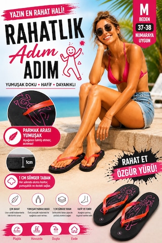 Pazarız Basic Parmak Arası Terlik Unisex Kadın Erkek Çocuk Eva Plaj Terliği Flip Flop Yazlık Deniz Havuz Günlük Kullanım Rahat Yumuşak Taban Acıtmaz Hafif Kaymaz Terlik Siyah Pembe