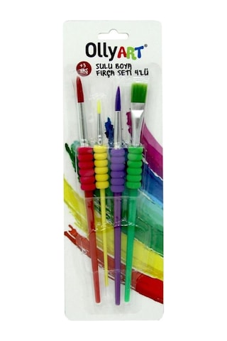 Ollyart Blisterli Fırça Seti 4'lü - Sulu Boyalar - Beyaz - Ortaokul