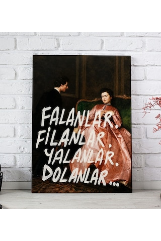Bk Gift Vintage Klasik Sanat Esprili Sözlü Dekoratif Kanvas Tablo - 1 Çok Renkli