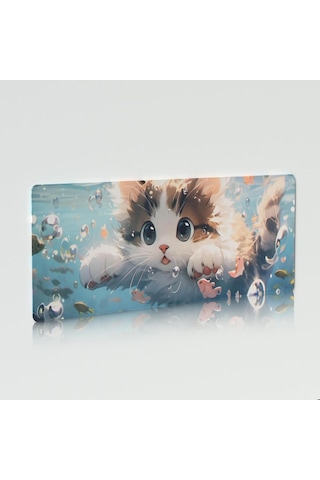 Skycity Kedi Desenli Ofis Ve Oyun Masa Padı - Kauçuk Anti-skaydı - 600x300x2mm - Yumuşak Dokuma - Yıkama Dayanıklı - Sabit Kenar Tasarımı