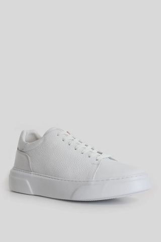 Lufian Tommy Erkek Deri Sneaker Ayakkabı Beyaz Beyaz