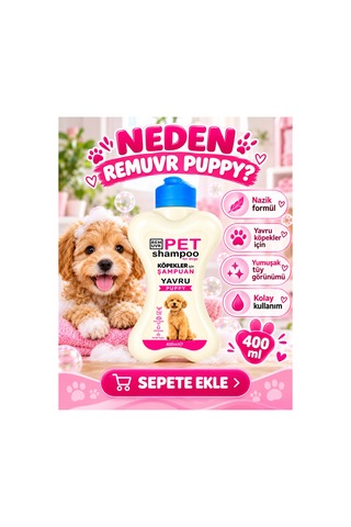 Puppy Yavru Köpek Şampuanı 400 Ml Hassas Ciltler İçin Nazik Temizlik Yumuşak Ve Parlak Tüy Görünümü