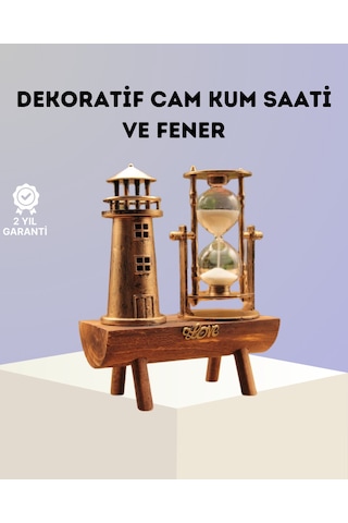 Dekoratif Ahşap Kum Saati Ve Deniz Feneri Figürlü Masa Süsü - Şık Ve Fonksiyonel Tasarım Çok Renkli