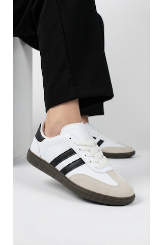 Wipper Retro Serisi Vintage Tasarım Günlük Sneakers Old Money Stil Şık Ve Rahat Kadın Spor Ayakkabı Beyaz - Siyah