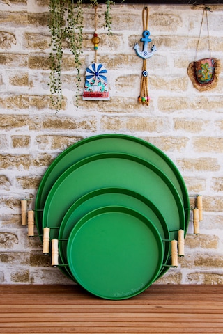 Kitchen Trend Metal 4 Lü 51 37 45 30 Cm Yeşil Ahşap Kulplu Yuva