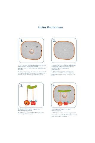 Babyjem Bebek Ultra Koruyucu Figürlü Bebek Oto Yan Cam Perdesi Güneşliği