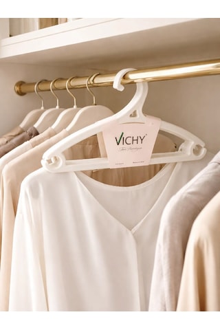Vichy 5 Li Kaymaz Askı 41,8 Cm Krem Renk Çok Amaçlı Elbise & Pantolon Askısı Vch-7019 Açık Bej