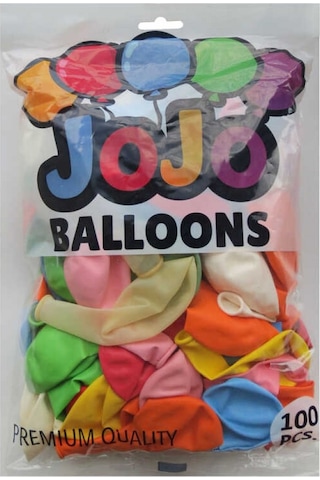 Balon Düz 12 İnc Jojo Balloons Karışık Pk:100 Çok Renkli