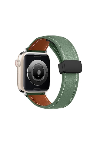 Newface Apple Uyumlu Watch 38mm Kr414 Daks Deri Kordon - Glblseme - 6 Koyu Yeşil