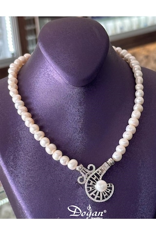 Doğan Silver 925 Ayar Gümüş Madalyon İncili Kolye Dgn21590