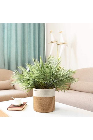 Mavaux Dekoratif Jüt Saplı Hasır Sepet Saksı 25cm X 25 Cm, Jüt Bej Saksılık, Dekoratif Saksı Ve Havluluk Jütbeyaz