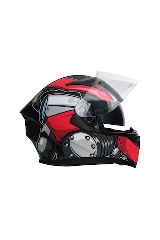 Gp Nero Mks003-mbb4r Güneş Vizörlü Şeffaf Full Face Motosiklet Kaskı Siyah Kırmızı
