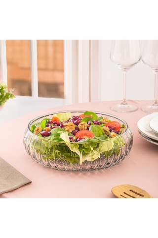 Porsima Ryg7045 El Yapımı Büyük Boy Cam Salata Kasesi Şeffaf