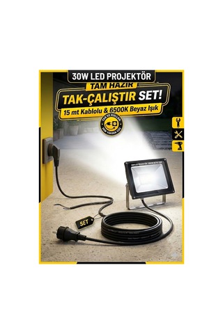 15 Mt Kablolu 30 Watt Seyyar Led Projektör Aydınlatma. Seyyar Aydınlatma Su Geçirmez Dış Mekan Ip65 Tak Çalıştır