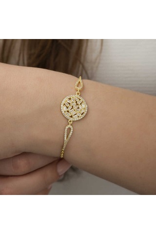 Gümüş Gold Baget Taşlı Bileklik 43892891