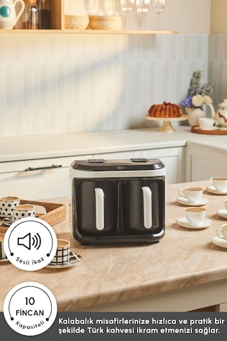 Karaca Hatır Hüp Düet 10 Fincan Kapasiteli Bol Köpüklü Aromalı, Közde ve Türk Kahve Makinesi