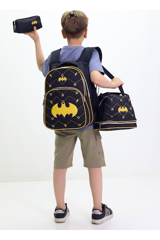 Batman Temalı Erkek Çocuk 3 Lü Okul Çanta Seti Süper Kahraman Sırt Çantası Beslenme Çantası Kalemlik Siyah
